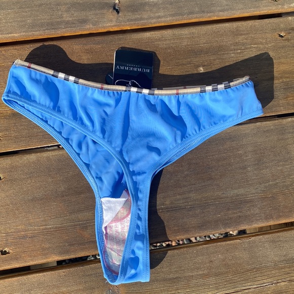 Burberry Nova check Thong Bikini Bottoms Deep Baby BLUE, lots of stretch! Med 👙 - Picture 3 of 9